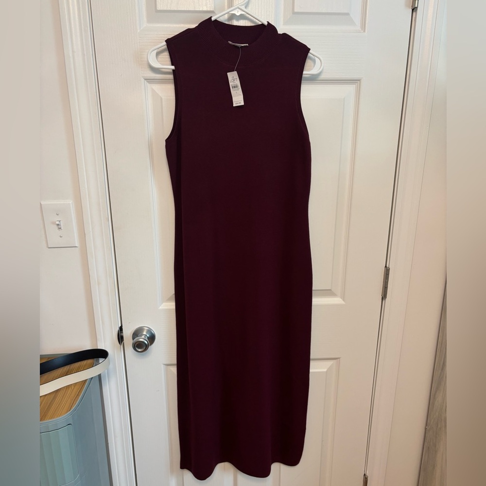 LOFT Sleeveless Dark Red Midi Knit Dress. New. Size small.